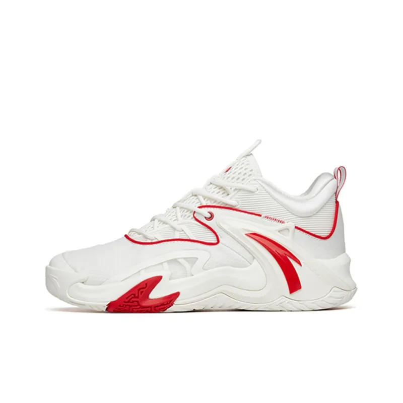 Anta Airspace 3 Cushioning Anti Slip Wear Resistant Breathability Low Top Basketball Shoes Men's White Red-0