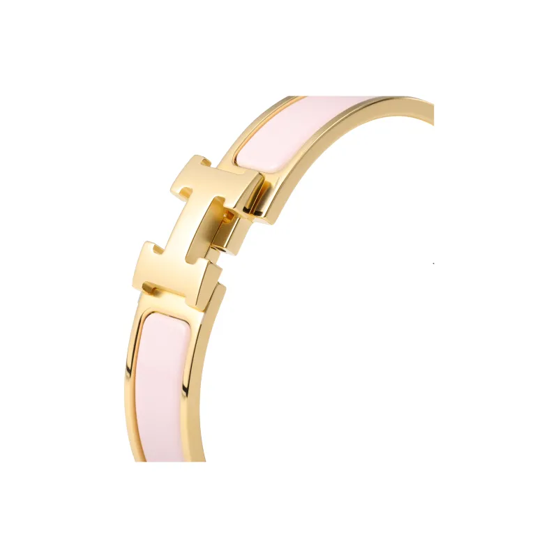 HERMES Gold Plated Bangles Women's Gold Pink - POIZON HERMES Gold Plated Bangles Women's Gold Pink - POIZON