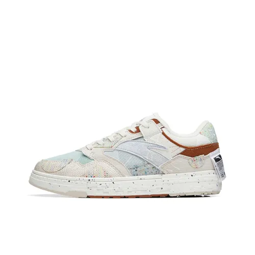 Anta Street Naughty Anti Slip Wear Resistant Low Top Skateboard Shoes Women's Beige Blue