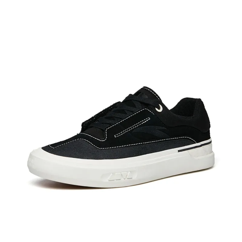 Anta Ao Li Low Top Skateboard Shoes Women's Black Leather Suede-1