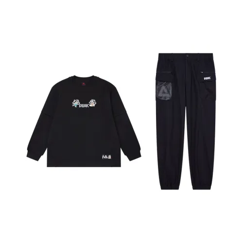 PEAK Sweatshirt Sets Men Set Black Sweatshirts+Black Pants