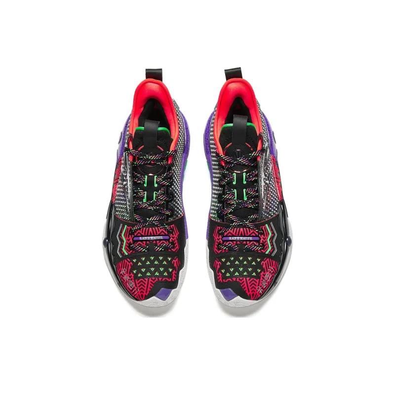 Anta Frenzy 5 Pro Cushioning Wear Resistant Low Top Basketball Shoes Men's Black Multicolor-3