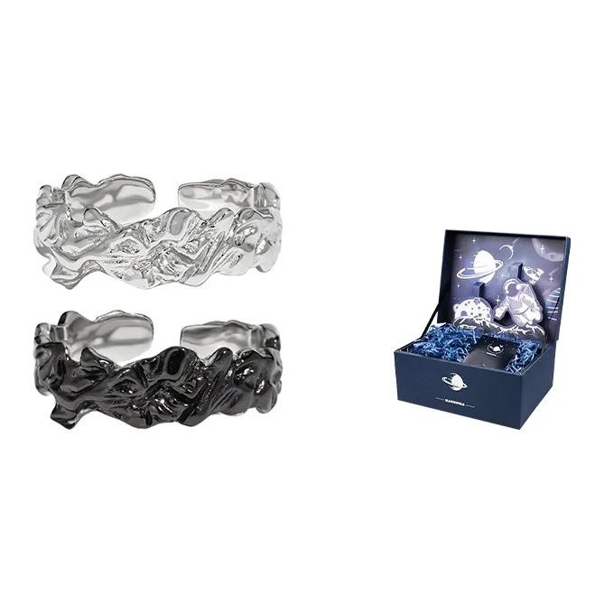 MAGICPOLE 925 Sterling Silver Rings Unisex Silver/Black-8