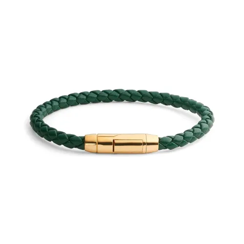 Bottega Veneta Leather Sheepskin 925 Sterling Silver Bangles Men's Green