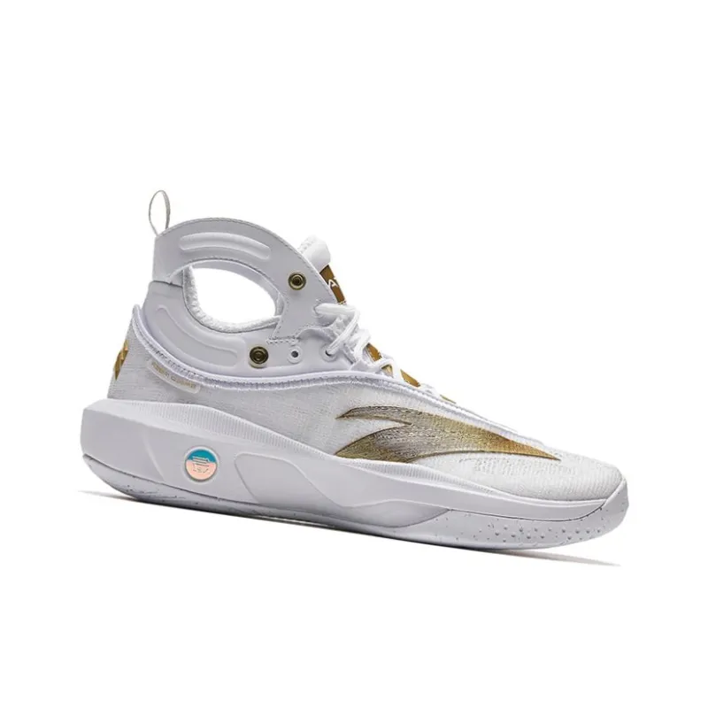 Anta KT8 KT 8 Anti Slip Wear Resistant High Top Nitrogen Technology Basketball Shoes Men's White Gold-1