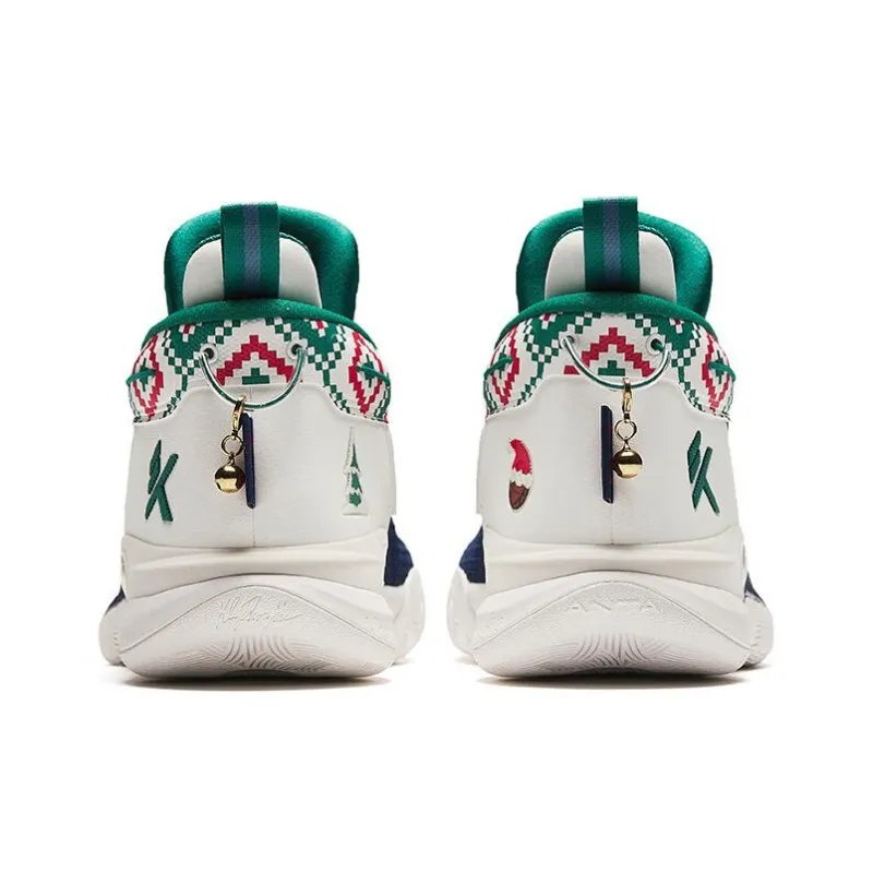 Anta KT9 Cushioned Wear-Resistant Breathable Mid-Top Basketball Shoes Men's Blue White Red-3