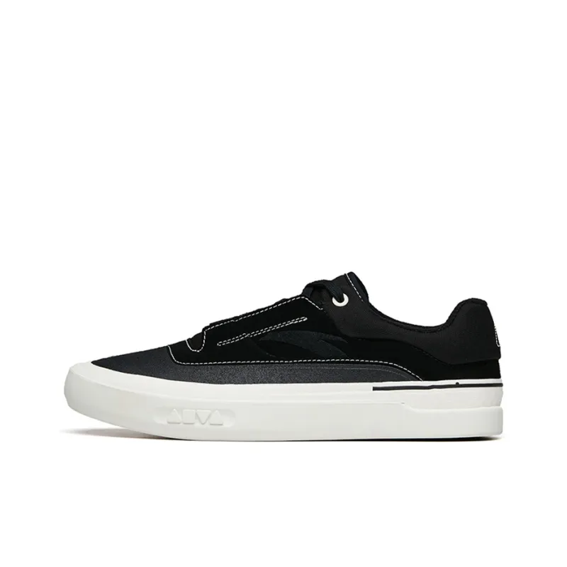 Anta Ao Li Low Top Skateboard Shoes Men's Black Leather Suede-0
