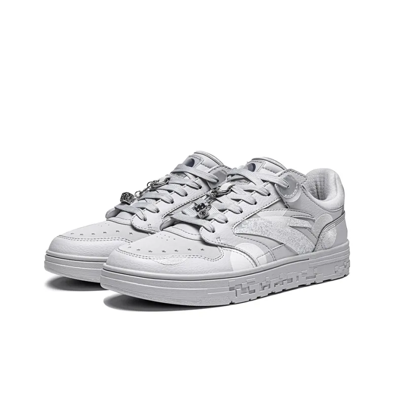 Anta Street Naughty Moonwalk Slip Resistant Cushioning Wear Resistant Low Top Skateboard Shoes Men's Gray-2