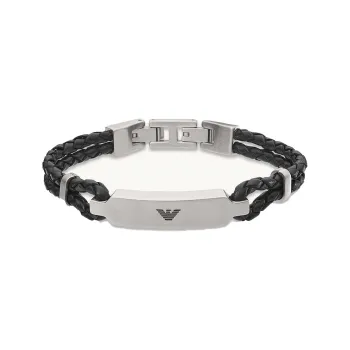 EMPORIO ARMANI Stainless Steel Wristband, Bracelet Men's Silver, Black