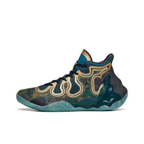 ANTA Star Mountain Basketball Shoes Men High-Top Digital Cyan/Carbon Gray/Metallic Gold