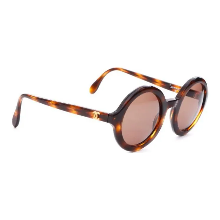 CHANEL 2000s Tortoiseshell-effect Round-frame Sunglasses-2