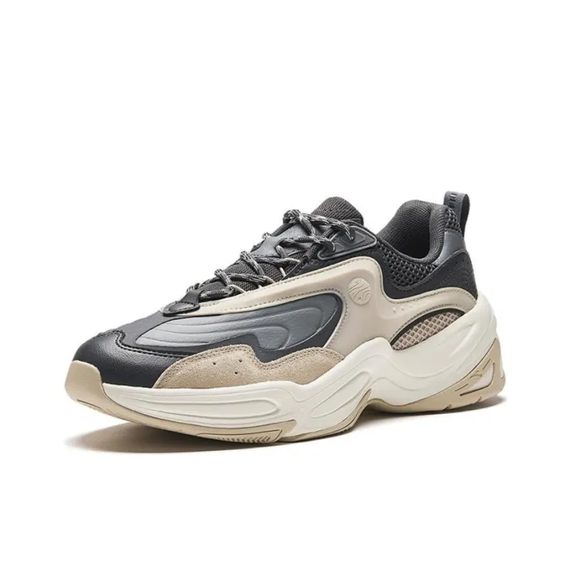 Anta Through Slip Resistant Height Increasing Low Top Chunky Sneakers Men's Gray-1