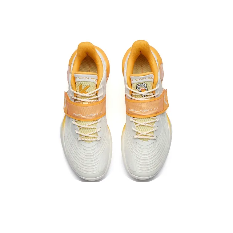 Anta Water Flower 4 Anti Slip Wear Resistant Low Top Performance Basketball Shoes Men's White Yellow-2