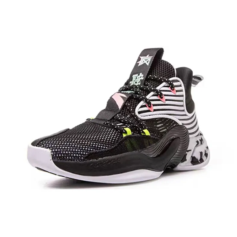 Anta Hear Wave 2 Mid-Top Basketball Shoes Men's Black White-2