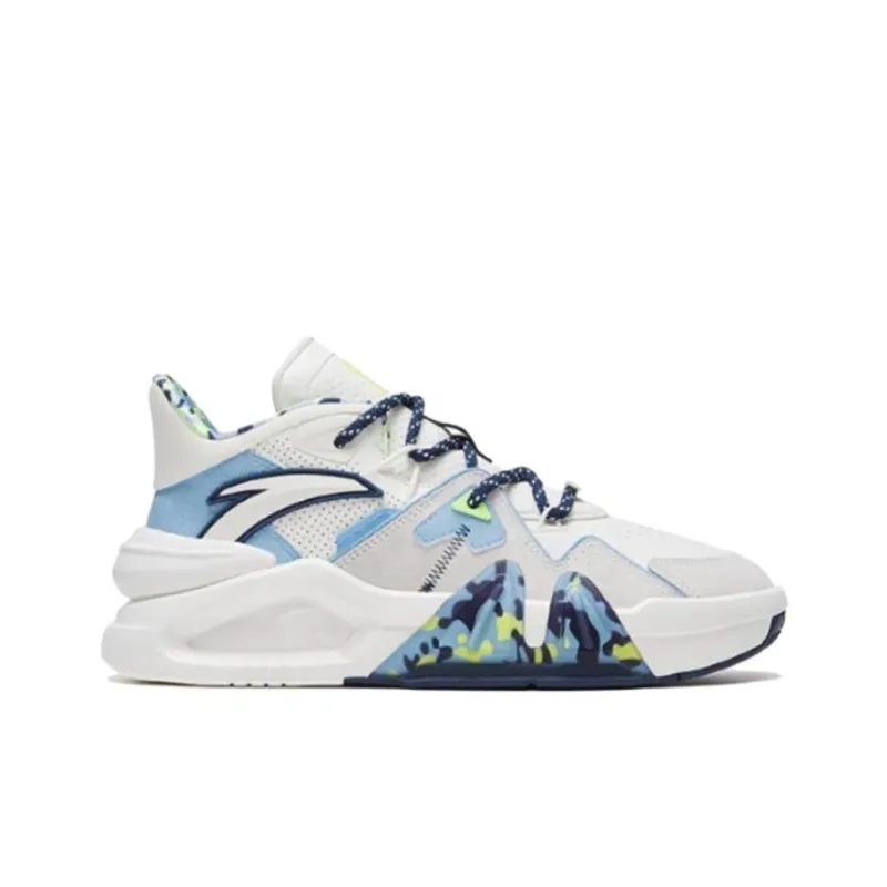 Anta Overbearing Cushioning, Slip Resistant, And Abrasion Resistant Low Top Basketball Shoes Men's White Blue-1