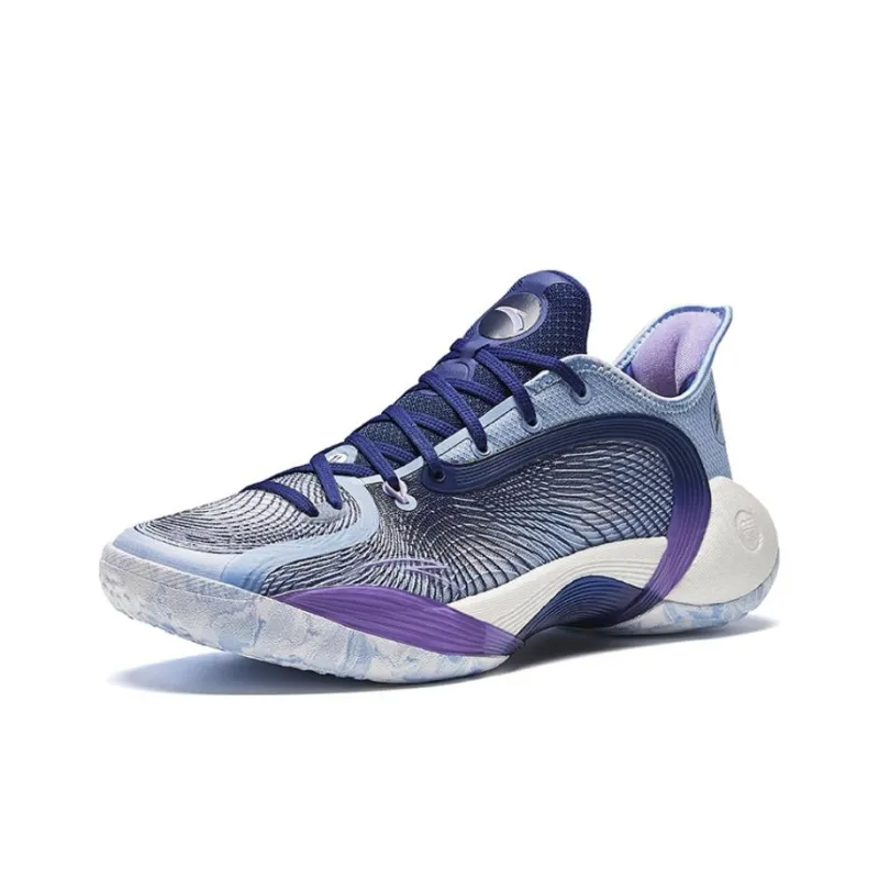 ANTA Three Points Of Rain 2 Generations Basketball Shoes Men Low Top Nautilus Blue/Signal Blue/Light Nightingale Purple-1