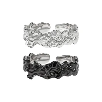 MAGICPOLE 925 Sterling Silver Rings Unisex Silver/Black