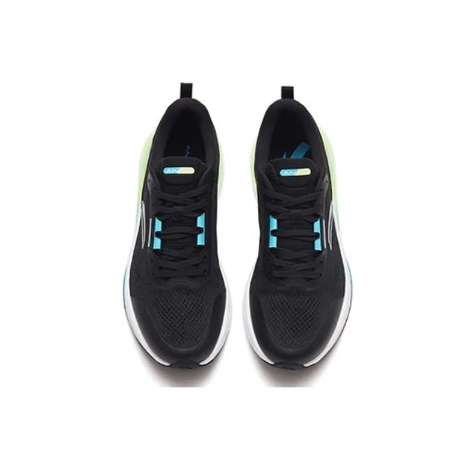 Anta Royal Road Anti-Slip Wear-Resistant Low-Top Running Shoes Men's Black White Green-2
