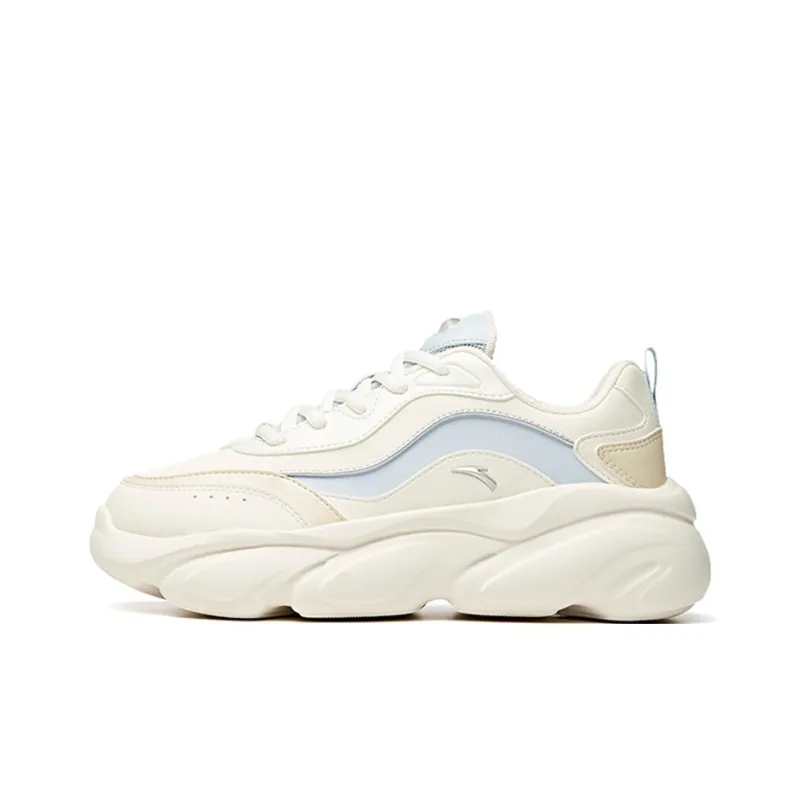 Anta Claw Cushioning Anti Slip And Wear Resistant Low Top Chunky Sneakers Women's White Blue-0