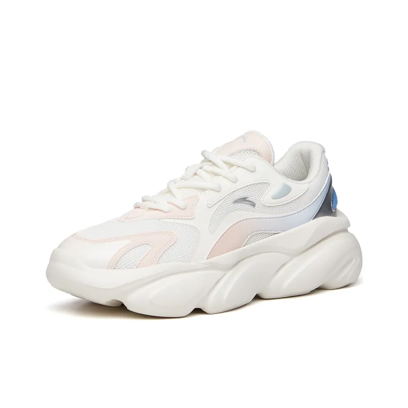 Anta Cat Paw Cushioning, Breathable, Supportive Low Top Chunky Sneakers Women's White Pink Meow Shoes-2