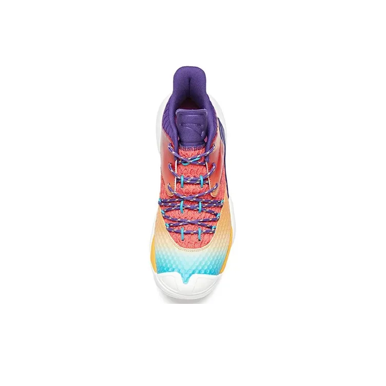 Anta Anti-Slip And Wear-Resistant Cushioning Coverage Mid-Top Performance Basketball Shoes Men's Purple Orange-3