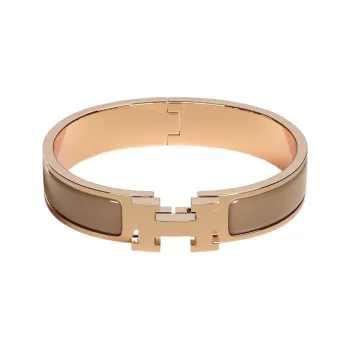 HERMES Enamel Bangles Women's Rose Gold