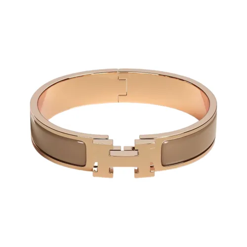 HERMES Enamel Bangles Women's Rose Gold