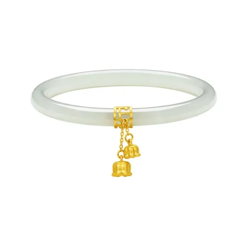ZHOU LIU FU Bangles Pale Greenish White Jade Unisex