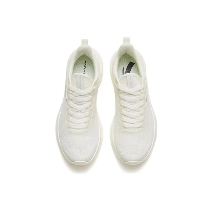 Anta Flyknit Cushioned Slip Resistant Abrasion Resistant Low Top Running Shoes Men's White-2
