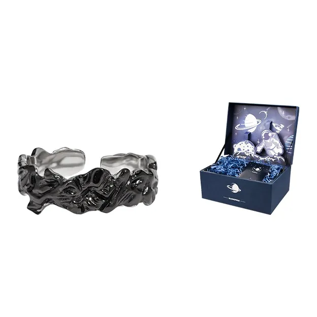 MAGICPOLE 925 Sterling Silver Rings Unisex Silver/Black-6