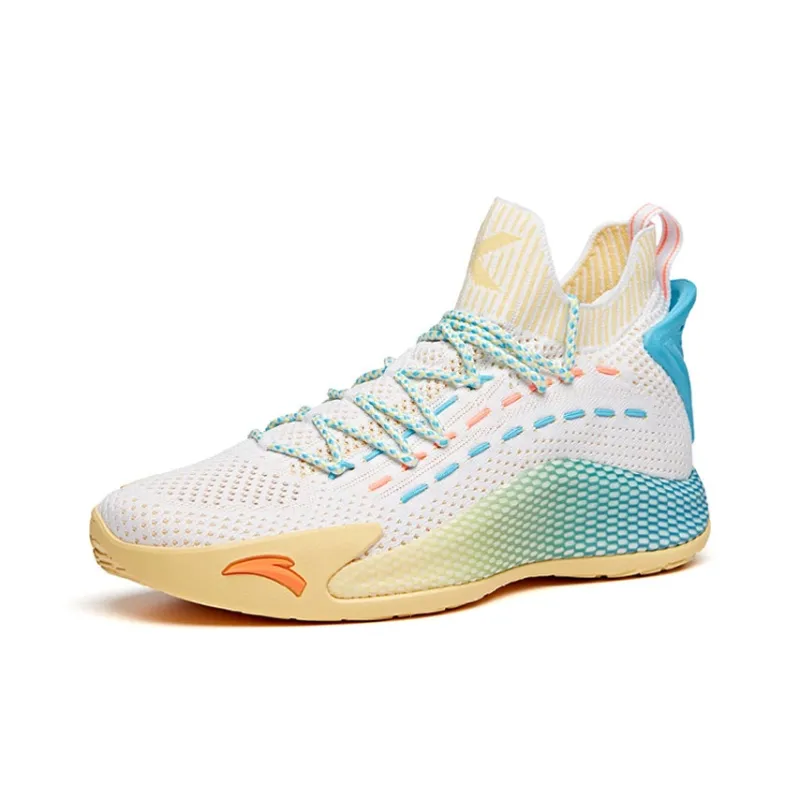 Anta KT5 Low Thompson Yuanlai Such Cushioning Anti Slip And Wear Resistant Mid Top Basketball Shoes Men's White Blue-1