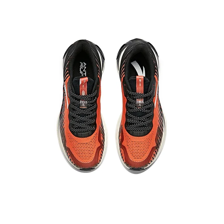 Anta Cushioned Slip-Resistant Abrasion-Resistant Breathable Low-Top Running Shoes Men's Orange Black-2