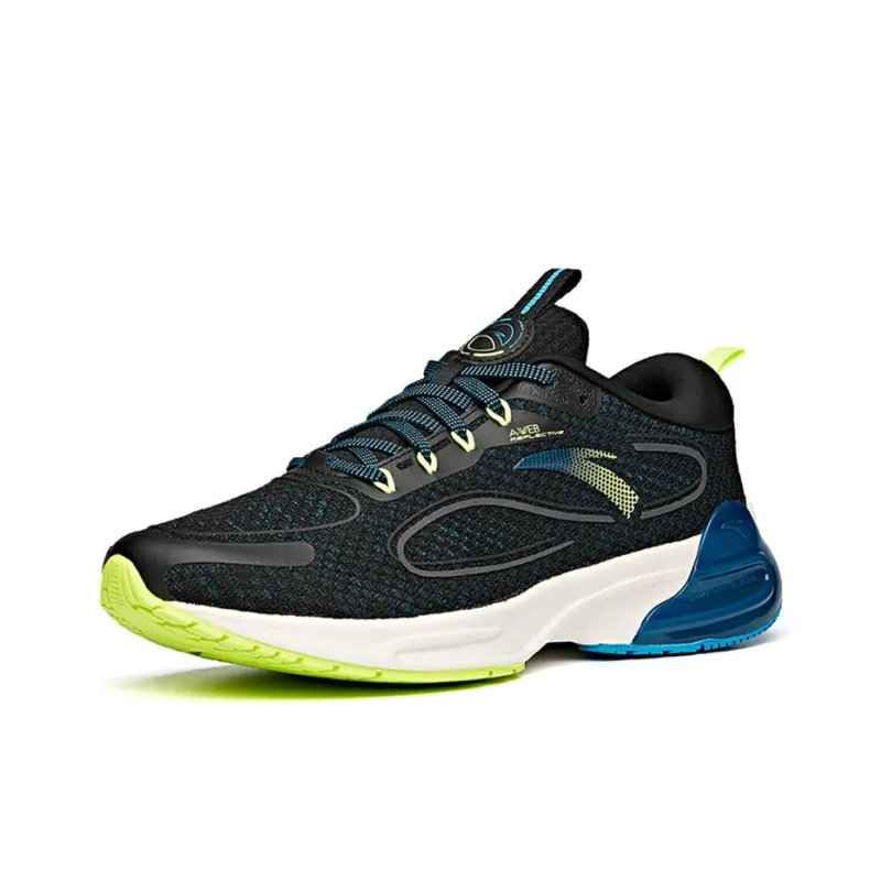 Anta Tron 1.0 Cushioned Slip-Resistant Abrasion-Resistant Breathable Low-Top Running Shoes Men's Black Blue-1