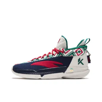 Anta KT9 Christmas Cushioning Wear Resistant Mid Top Basketball Shoes Men's Blue White Red