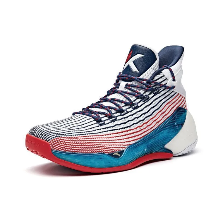 Anta KT4 Cushioning Anti-Slip And Wear-Resistant High-Top Basketball Shoes Blue White Red-1