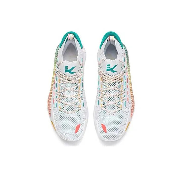 Anta KT5 Cushioning Anti Slip And Wear Resistant Mid Top Basketball Shoes White Red Green-3