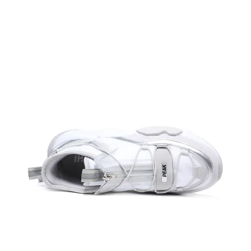 PEAK Taichi Slip Resistant High Top Running Shoes Men's White Silver-3