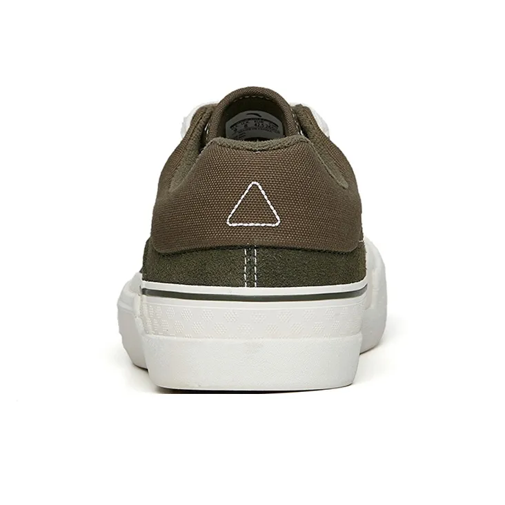 Anta Ao Li Anti Slip Wear Resistant Low Top Skateboard Shoes Men's Green Leather Suede-3