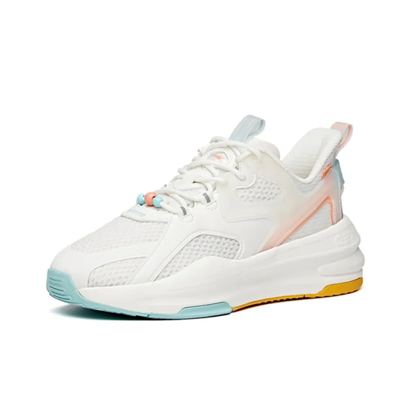 Anta C37 Series Slip-Resistant Cushioning Wear-Resistant Lightweight Low-Top Running Shoes Women's White Red Platform-2