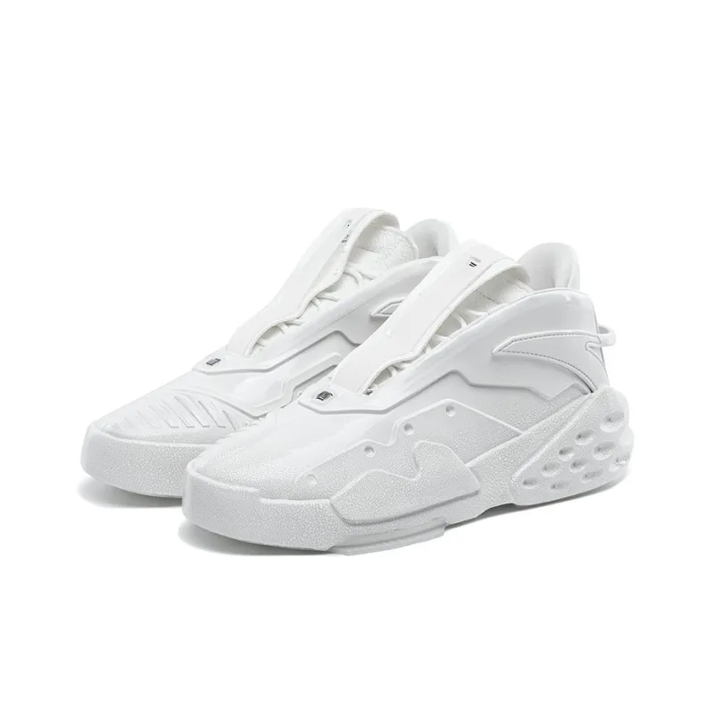 Anta Bastard Monologue Anti Slip Wear Resistant High Top Skateboard Shoes Men's White, Ru Kiln-4