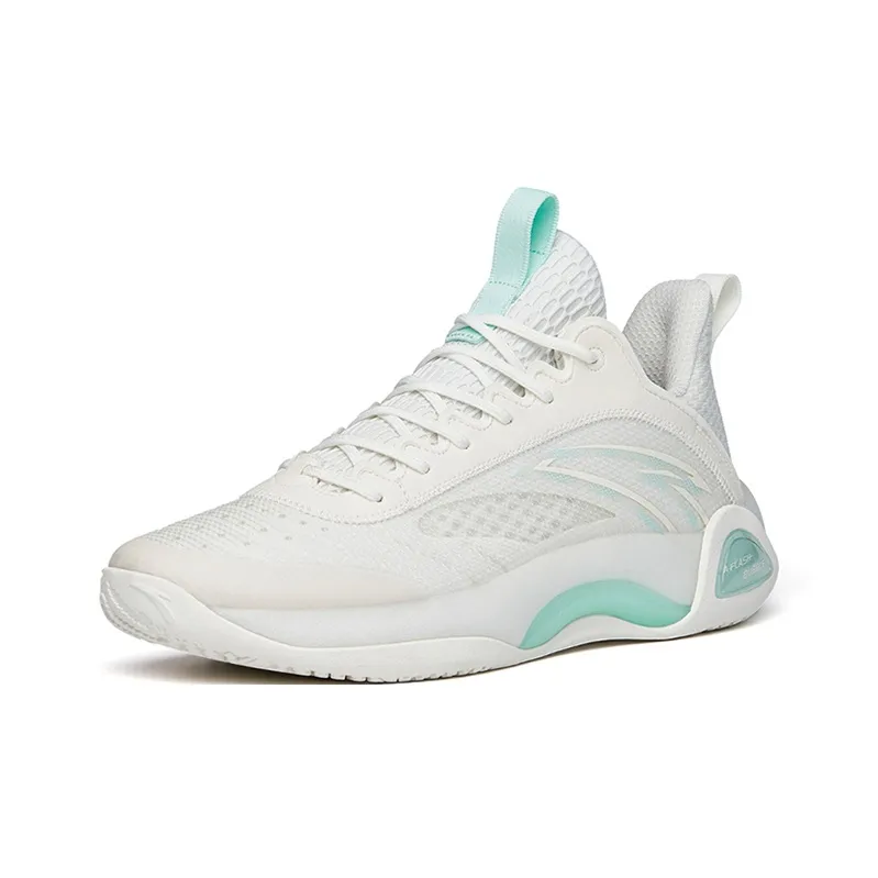 Anta Cement Bubble 2.0 Anti Slip Wear Resistant Low Top Basketball Shoes Men's White Green-1