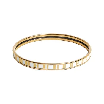HERMES Enamel Bangles Women's Gold/White