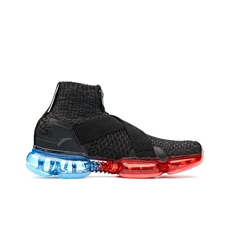 Anta SEEED Stream Glow Cushioned Slip Resistant High Top Casual Shoes Men's Black Red Blue-1