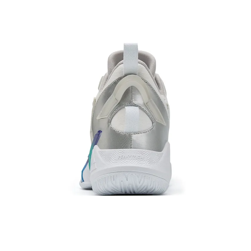 PEAK Phantom Pony 1.0 Pro Wear Resistant Rebound Breathable Mid Top Basketball Shoes Men's White Silver-4