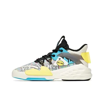 MARVEL Anta Tyrannical Anti-Slip Wear-Resistant Mid-Top Skateboard Shoes Black White Yellow