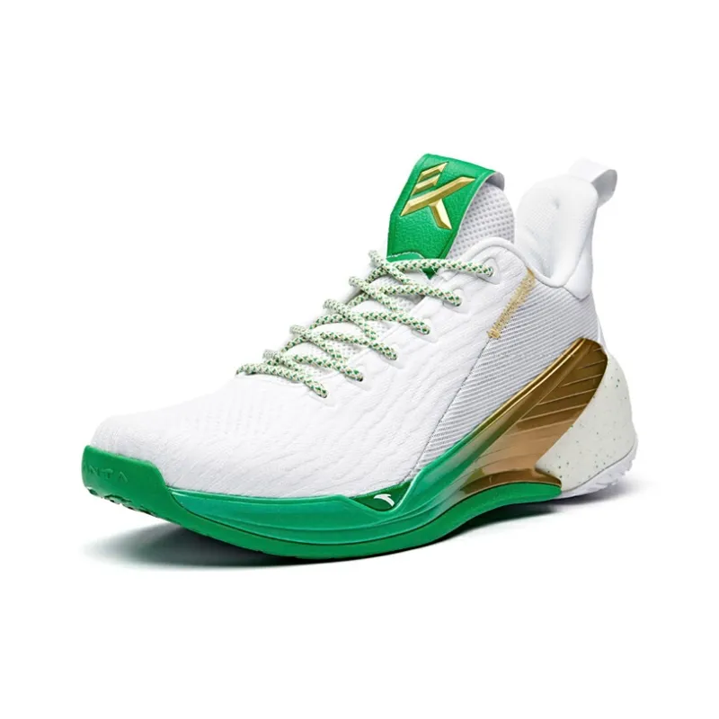 Anta KT4 Thompson Anti Slip Wear Resistant Breathable Lightweight Low Top Basketball Shoes Men's White Green Gold-1