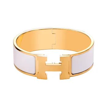 HERMES Gold Plated Bangles Women's White Gold