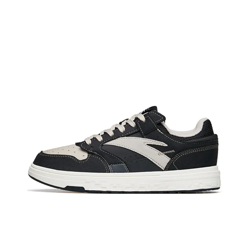 Anta Street Play Series Slip Resistant Cushioning Abrasion Resistant Low Top Skateboard Shoes Men's Black Gray Obsidian-0