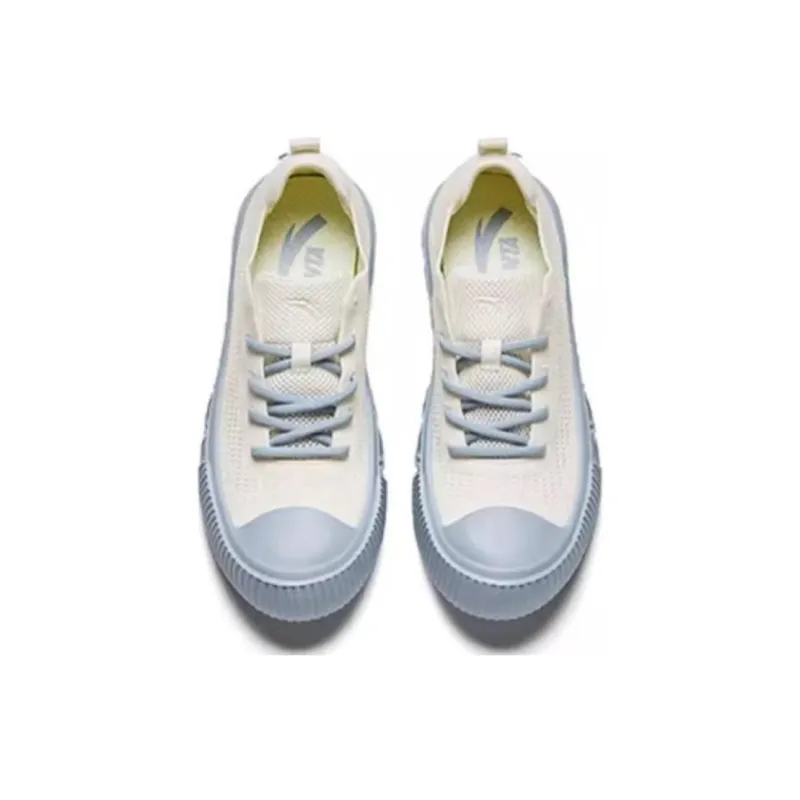 Anta Flyknit Durable Breathable Low Top Skateboard Shoes Women's White Blue-5