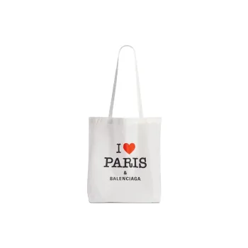 Balenciaga Nylon Tote Bag Shopping Bag Shoulder Bag Handbag Medium Size Women's White & Black & Red